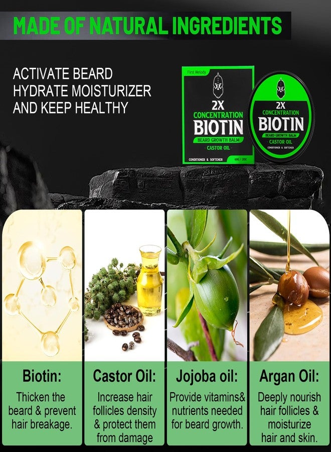 First Melody Beard Balm, 2X Thickening Biotin, with Castor Oil and Argan & Jojoba Oils, Promotes Beard Growth, Styles, Strengthens & Softens Beards & Mustaches, 2 Ounce, Vanilla, Cedar, Orange - Image 4
